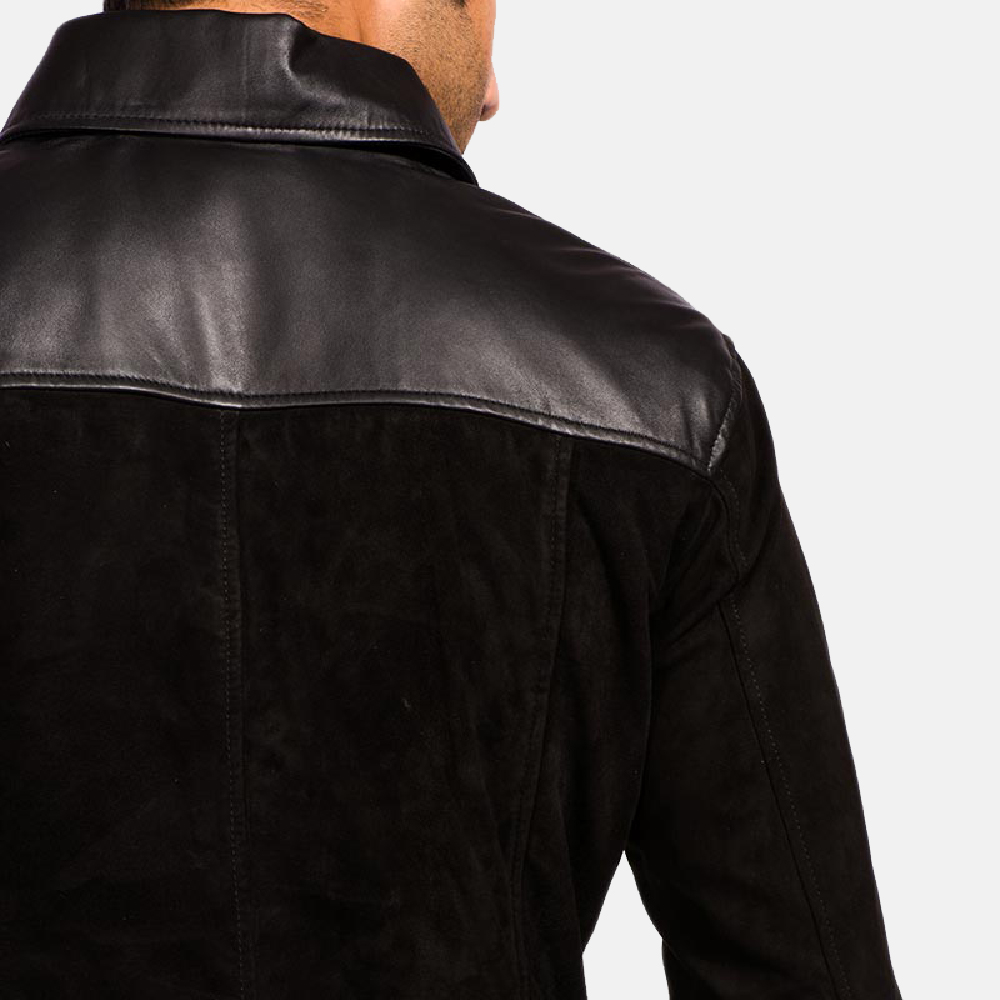 Mens Fusion Black Suede Leather Jacket